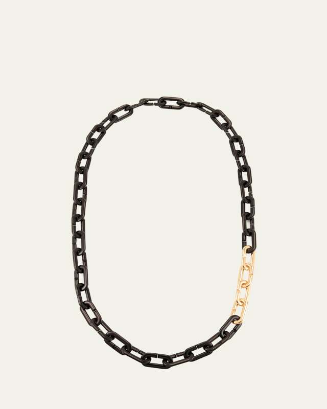 Mon Jeu Maxi Long Necklace with 18K Rose Gold and Ebony Links